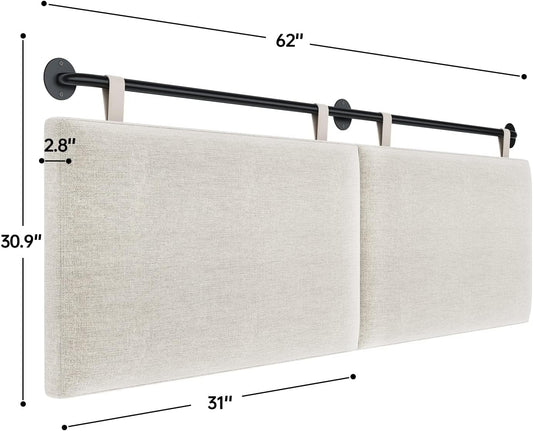 Headboards for Queen Size Bed, Wall Mounted Headboard with Fine Linen Upholstery and Button Tufting, Adjustable Heigh Headboard for Bedroom(Queen,Beige)