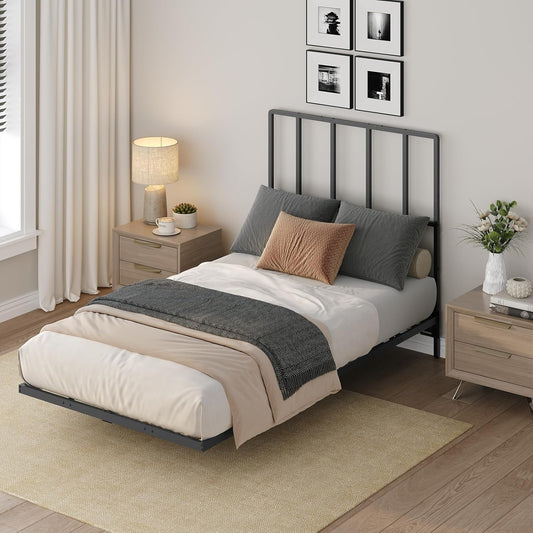 Headboard Twin Size, Metal Headboards with Universal Adapters, Adjustable Height, Modern Head Board Twin Size Only for Bedroom, Black
