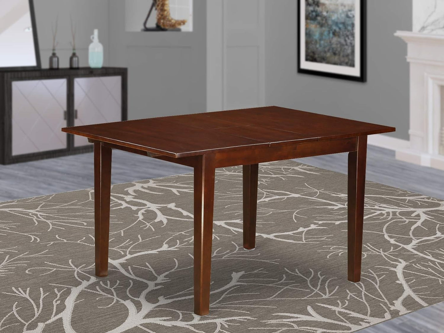 NFT-MAH-T Norfolk Dining Room Table - a Rectangle Kitchen Table Top with Butterfly Leaf, 32X54 Inch, Mahogany