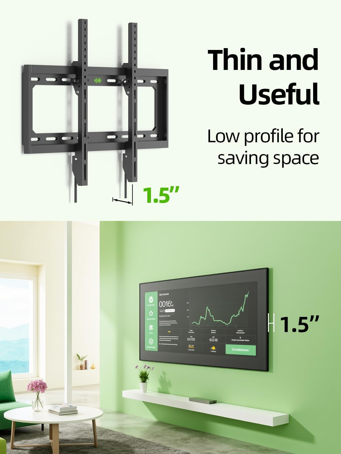 Tilting TV Wall Mount Bracket Low Profile for Most 26"-60" LED, LCD, Flat Television, TV Bracket Tilt Mount for VESA 400X400Mm- up to 99Lbs, Quick Lock and Release Fits 12" 16" Stud
