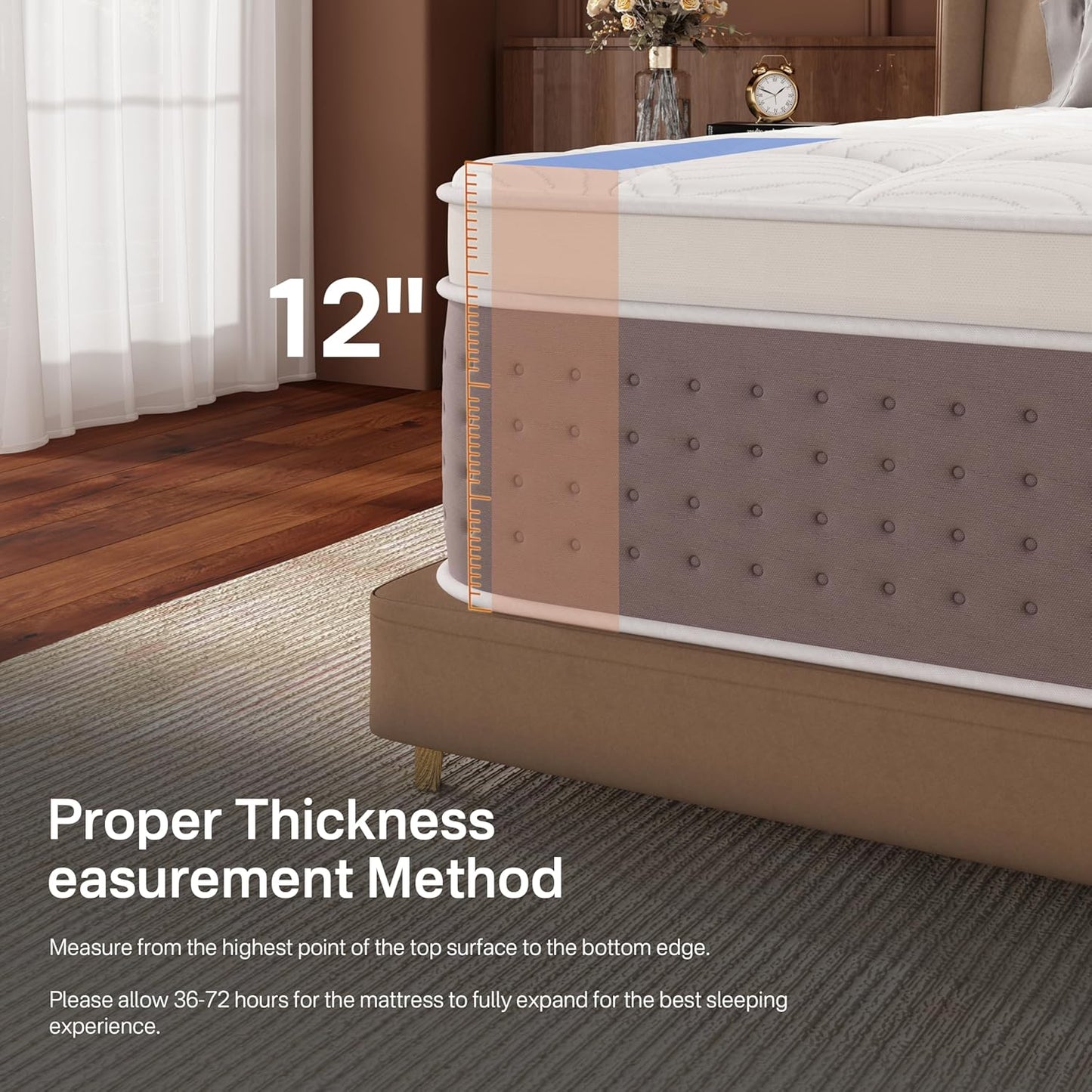King Size Mattress, 12 Inch Luxury Hybrid King Mattress in a Box, Cooling Memory Foam Mattresses with Pocket Springs, Pressure Relief, Medium Firm, Extra Edge Support, Certipur-Us, 365-Night Trial