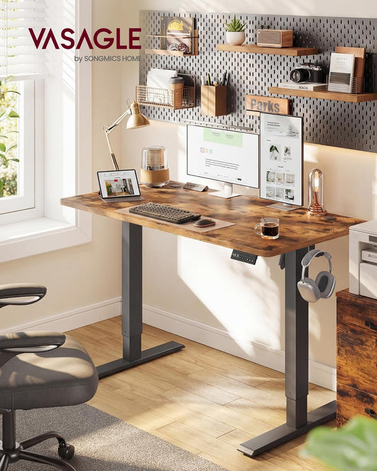 Electric Standing Desk, Height Adjustable Desk, Sedentary Reminder, 4 Memory Heights, for Home Office, 47.2 X 23.6 Inches, Rustic Brown ULSD312KD020S