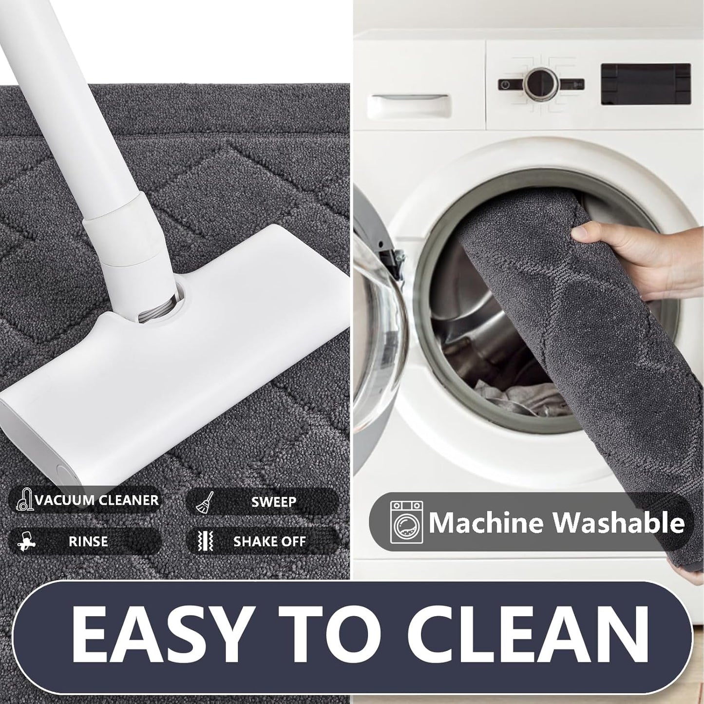 Dirt Trapper Door Mat 20" X 32", Washable Indoor Doormat Rubber Backing Non Slip, Resist Dirt and Absorbent Entrance Mat, Low Profile inside Floor Mats for Front Back Door and Entryway, Grey