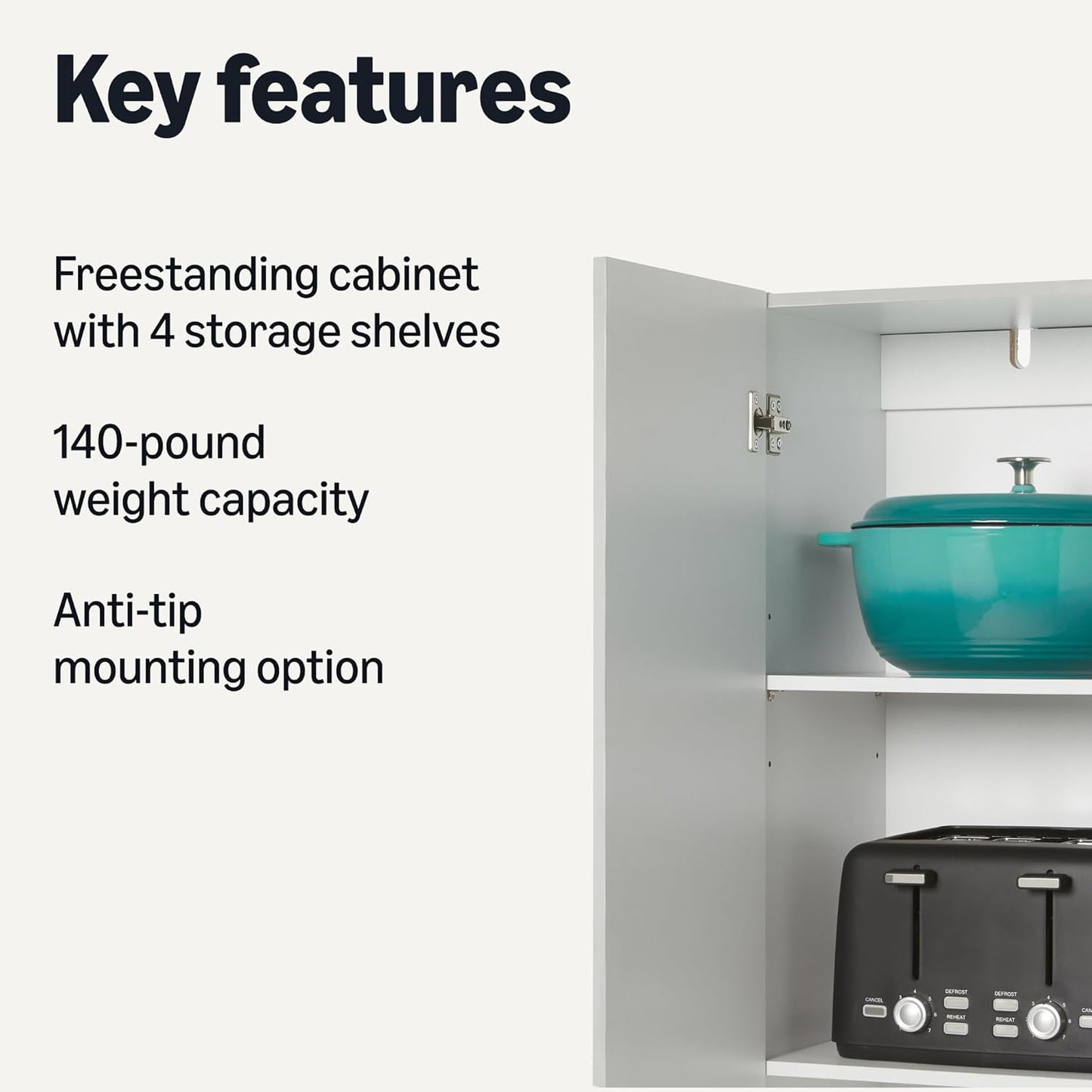 Storage Cabinet for Kitchen Pantry, White