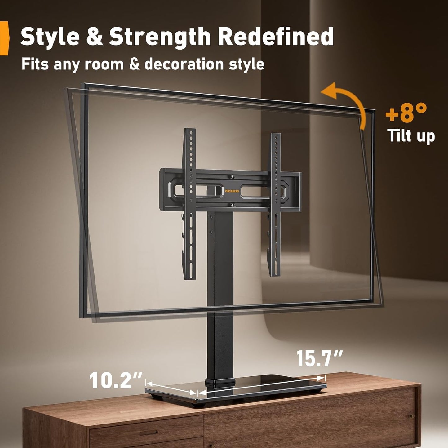 Universal Swivel TV Stand Base for 32–70 Inch Tvs, Height Adjustable Table Top TV Stand Mount with Tilt, Tempered Glass Base, Holds up to 88 Lbs, Max VESA 400X400Mm, PGTVS26