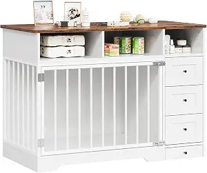 Farmhouse Heavy Duty Wooden Dog Crate Furniture for Medium & Small Dogs, view 2
