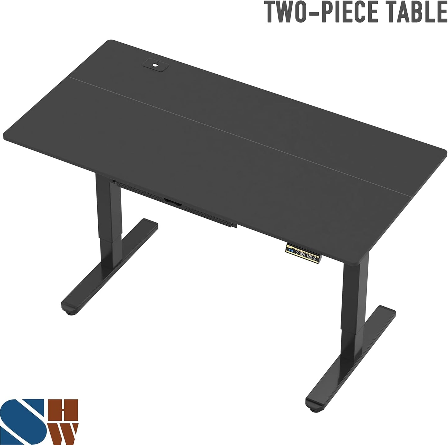 55 X 28 Inches Electric Height Adjustable Standing Desk with Drawer and Memory Preset, Black