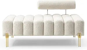 53.2" Modern Loveseat Sofa Couch, Upholstered Accent Sofa with Golden Legs and Adjustable Backrest, Small Teddy Fleece Couches for Bedroom, Living Room, Compact Small Space (Beige Teddy)
