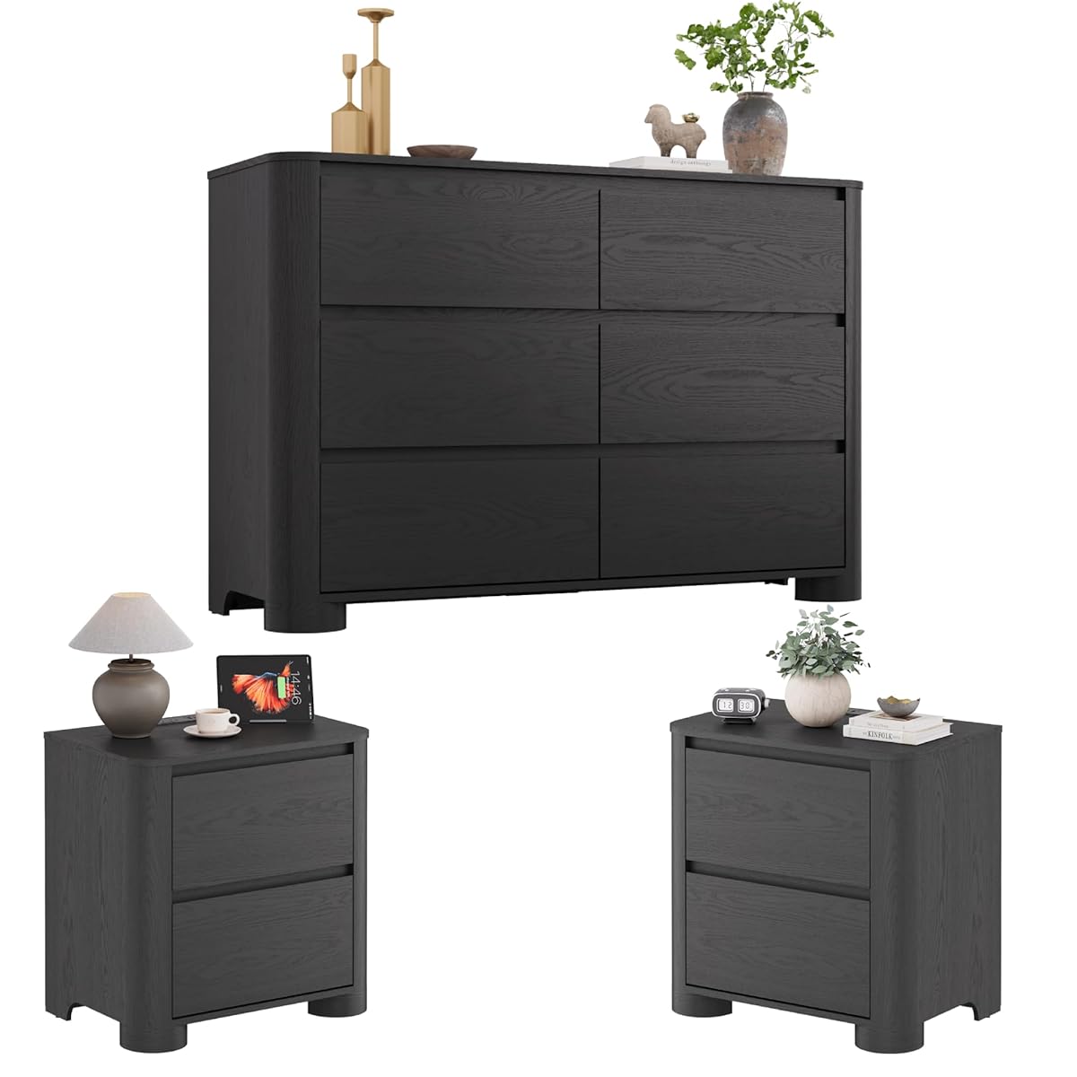 3 piece dresser and nightstand set modern Manhattan Comfort Rockefeller 3-Piece Dresser and Nightstand Set