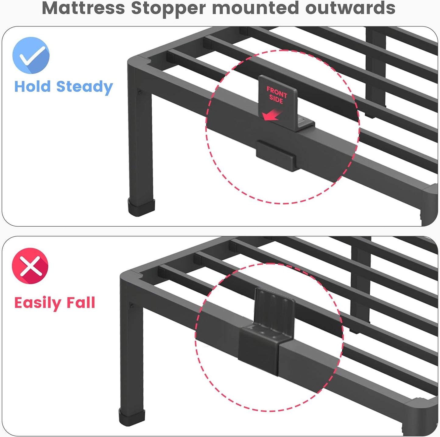 14 Inch Twin Bed Frame, Metal Platform Bed Frame with round Corner Legs, 3500 Lbs Heavy Duty Steel Slats Support, No Box Spring Needed, Noise Free, Easy Assembly, Black