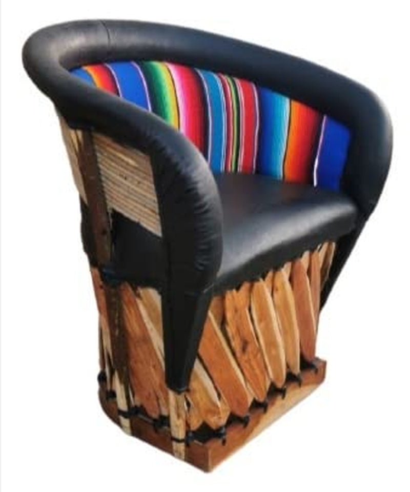 Equipal Forniture Traditional Mexican Equipal Chair Black Color Zarape , Artisan in Mexico Equipales San José Original Skin Ideal for Your Home, Bar, Restaurant, Office, Hotel