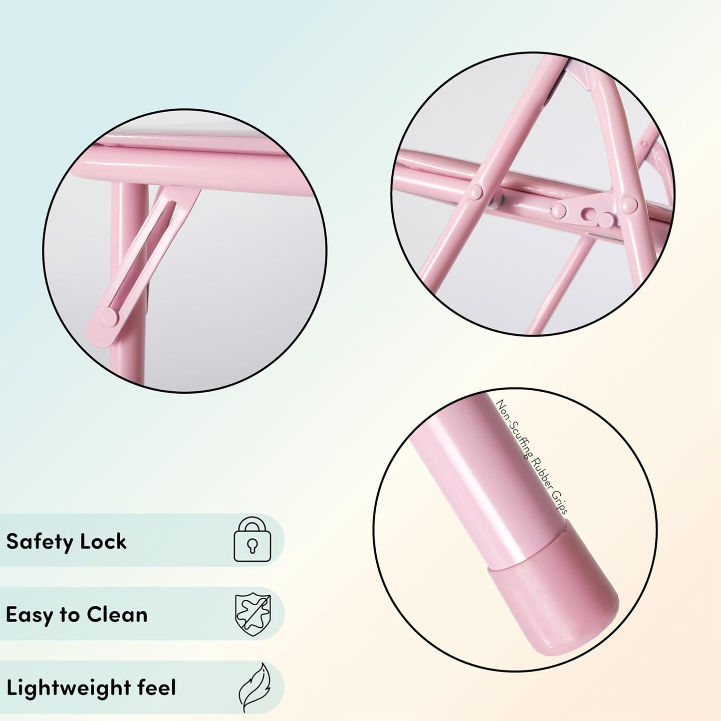 Heritage Kids Pink Kids Activity Table and Chair Set,3-Piece Furniture Set with 1 Square Table & 2 Folding Chairs, Playroom Table Set for Ages 3+