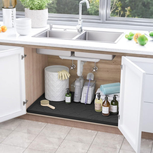 25" X 22" under Sink Mat Waterproof, Silicone Mat Kitchen Drawer Shelf and Cabinet Liner, Sink Protector for Kitchen Organizers and Storage, Boot Tray Pet Food Mats