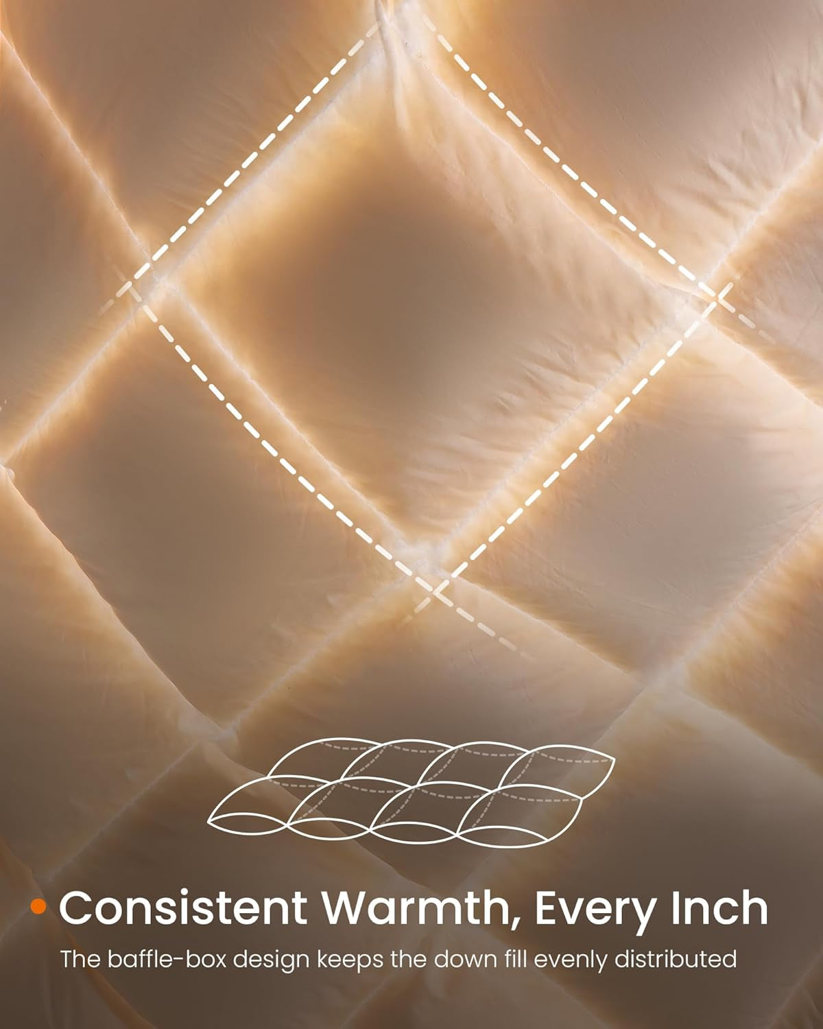 HOME down Comforter, Soft down Duvet, King Size Duvet Insert, Feather Comforter with Corner Loops, 65 Oz Filling, for All Seasons, Winter, Hotel, 106 X 90 Inches, Cloud White UTDC042W01