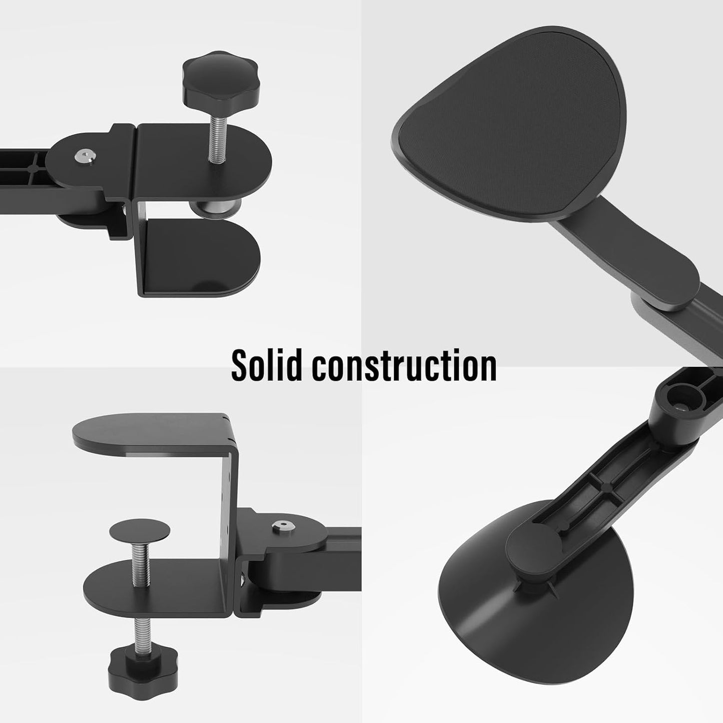 Ergonomic Arm/Elbow Rest for Desk - Foldable Rotatable Elbow Support for Computer Desk, Office & Gaming Comfort (Black)