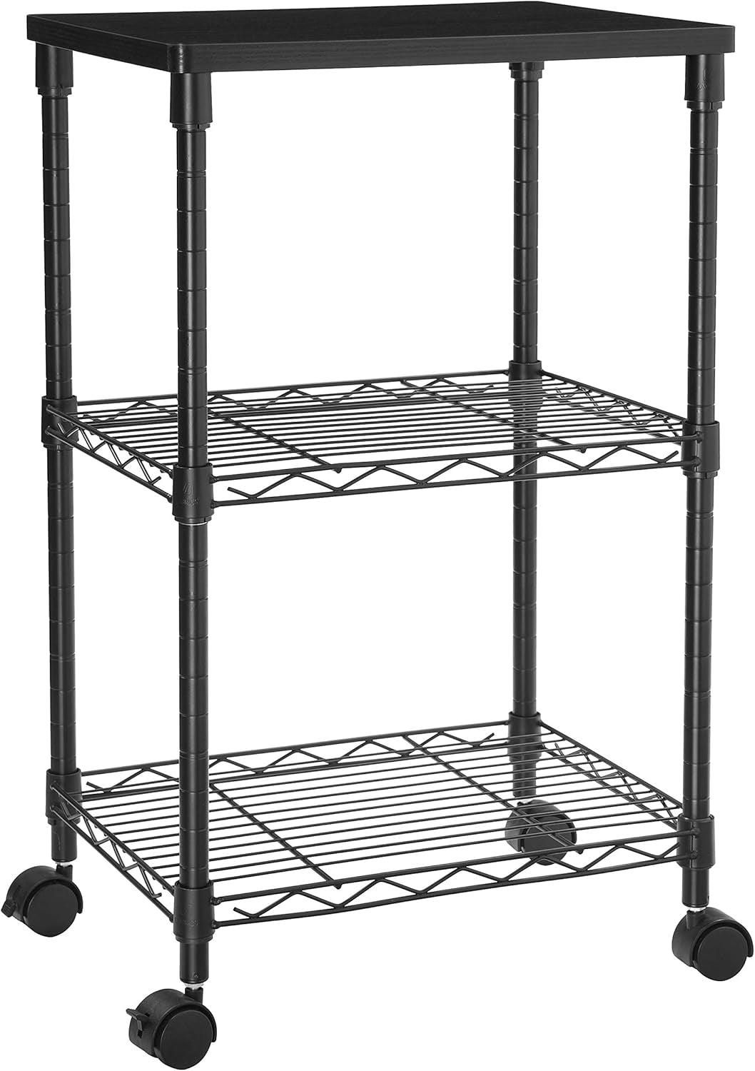3 Tier Wide Printer Stand, Printer Table with Wheels, Rolling Printer Cart, Printer Desk with Metal Frame for Home Office, 22 X 18.1 X 26.8 Inches, Black ULGR32BK