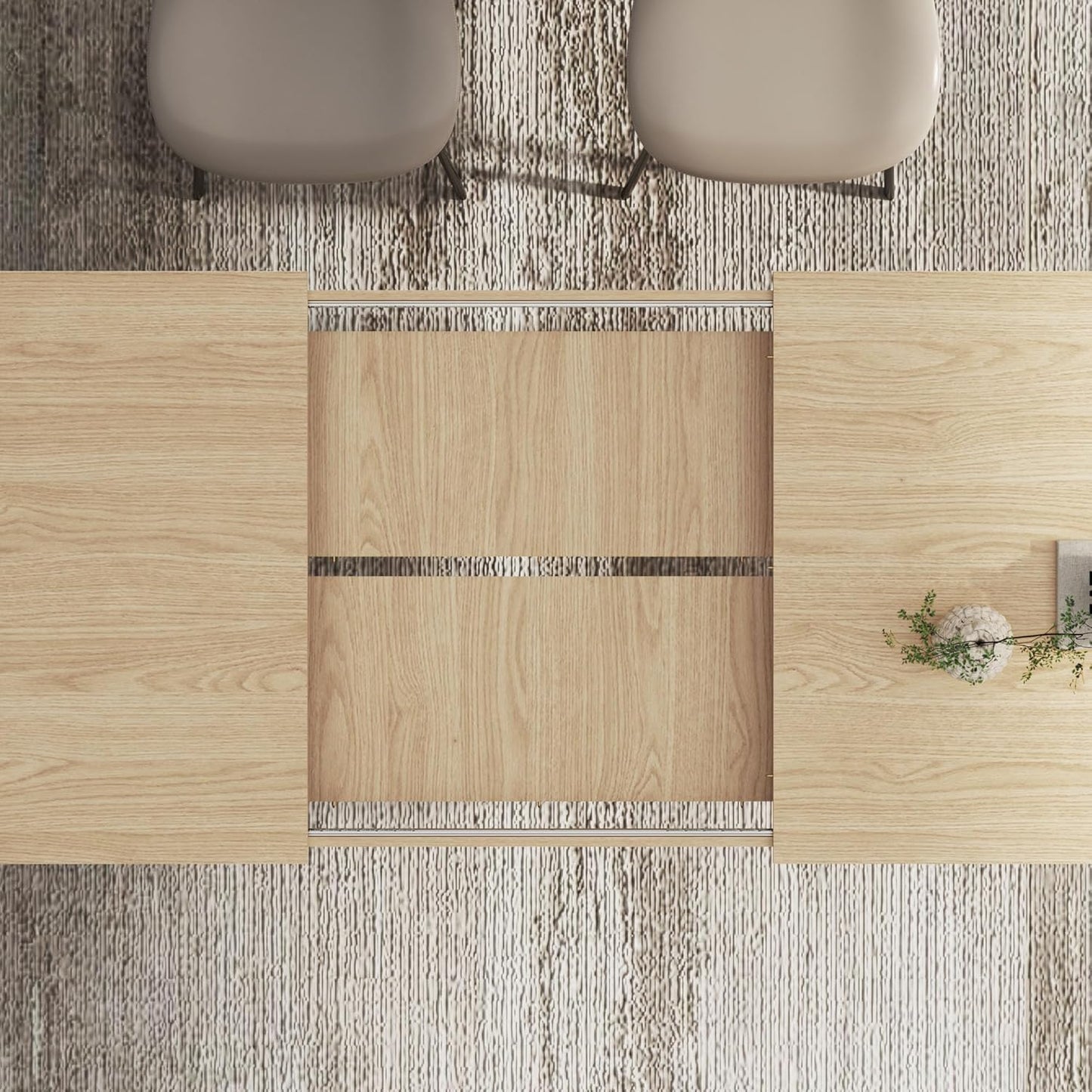 59"-86" Extendable Dining Table for 6-10 Person, Wooden Dining Room Table, Modern Extendable Table for Gatherings, Meeting for Small Kitchens, Dining Office Areas(Natural)