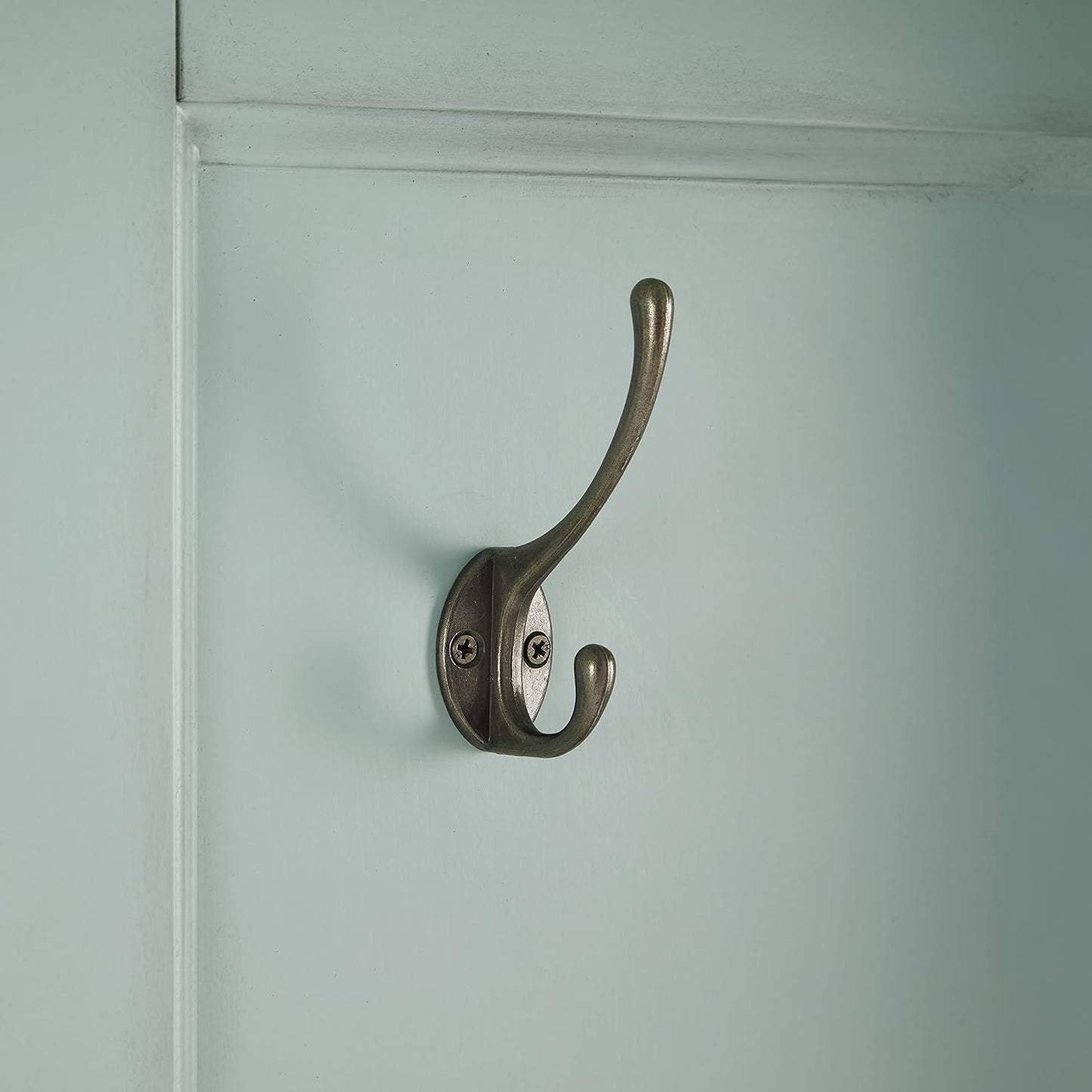 Holbrook Hall Tree with Shoe Rack Bench and Coat Hooks for Hanging Storage, Distressed Seafoam Blue