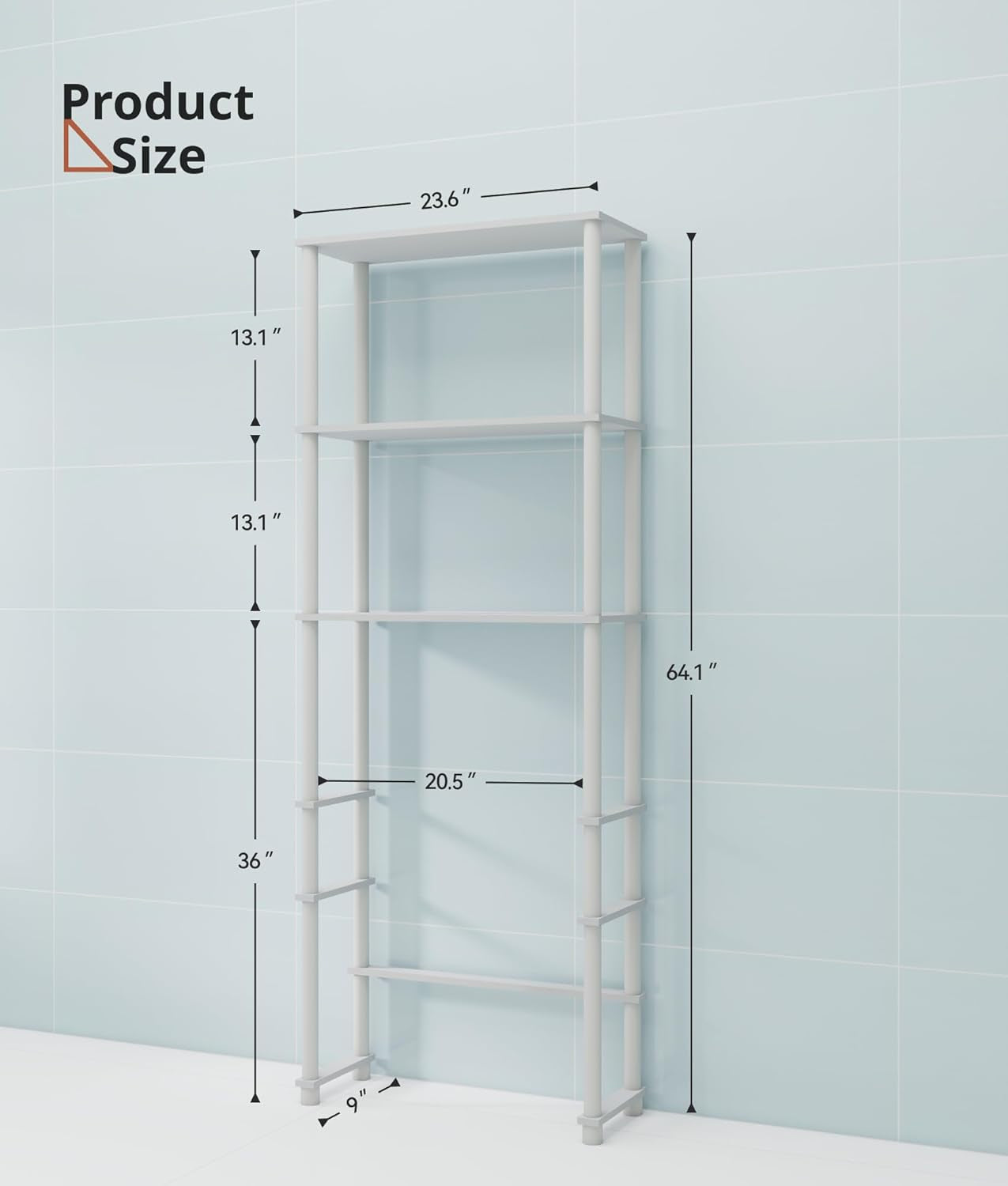 Over Toilet Rack, behind Toilet Storage for Bathroom Balcony Laundry, Grey/Black