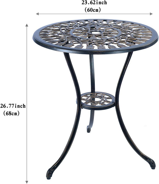 C/G 3 Piece Bistro Set,Outdoor Patio Set,Anti-Rust Cast Aluminum Bistro Table Set for Park Yard Front Porch Furniture(Antique Copper)