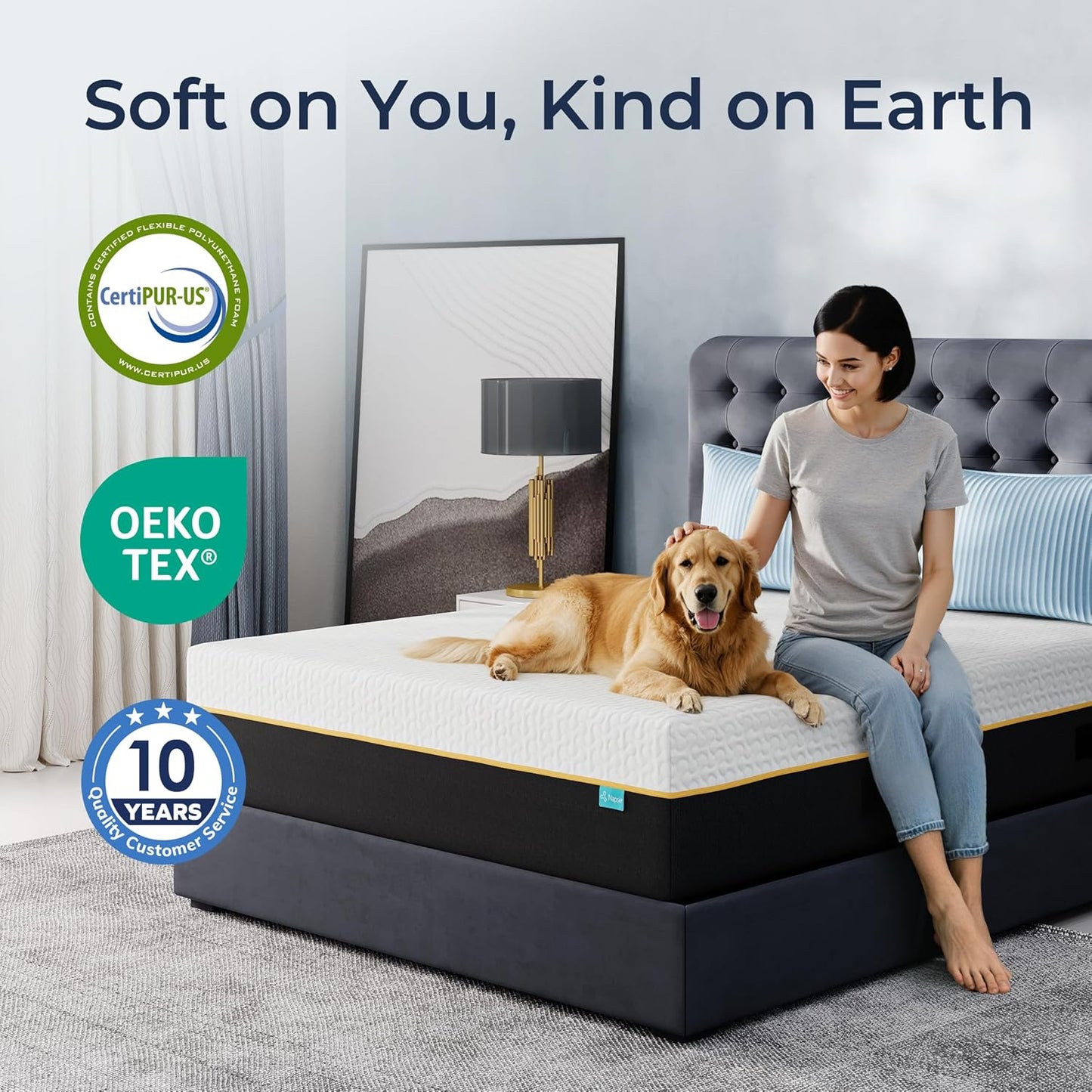 Full cooling memory foam mattress, medium plush, view 8