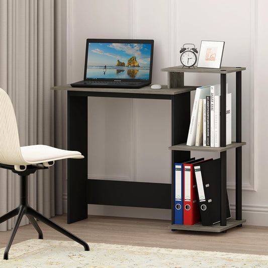 EFFICIENT Desk, Gaming Desk, with 3 Open Side Shelves, Laptop Notebook Computer Desk,Office Desk for Home Office, Study Room, Dorm, French Oak