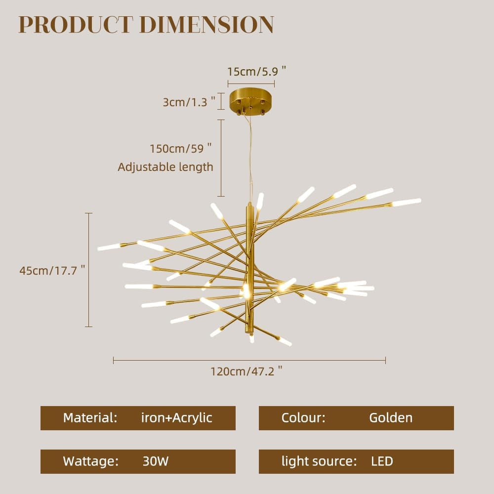 Fireworks LED Chandelier Nordic Modern Art Living Room Chandelier Remote Control Dimmable Color Villa Bedroom Dining Room