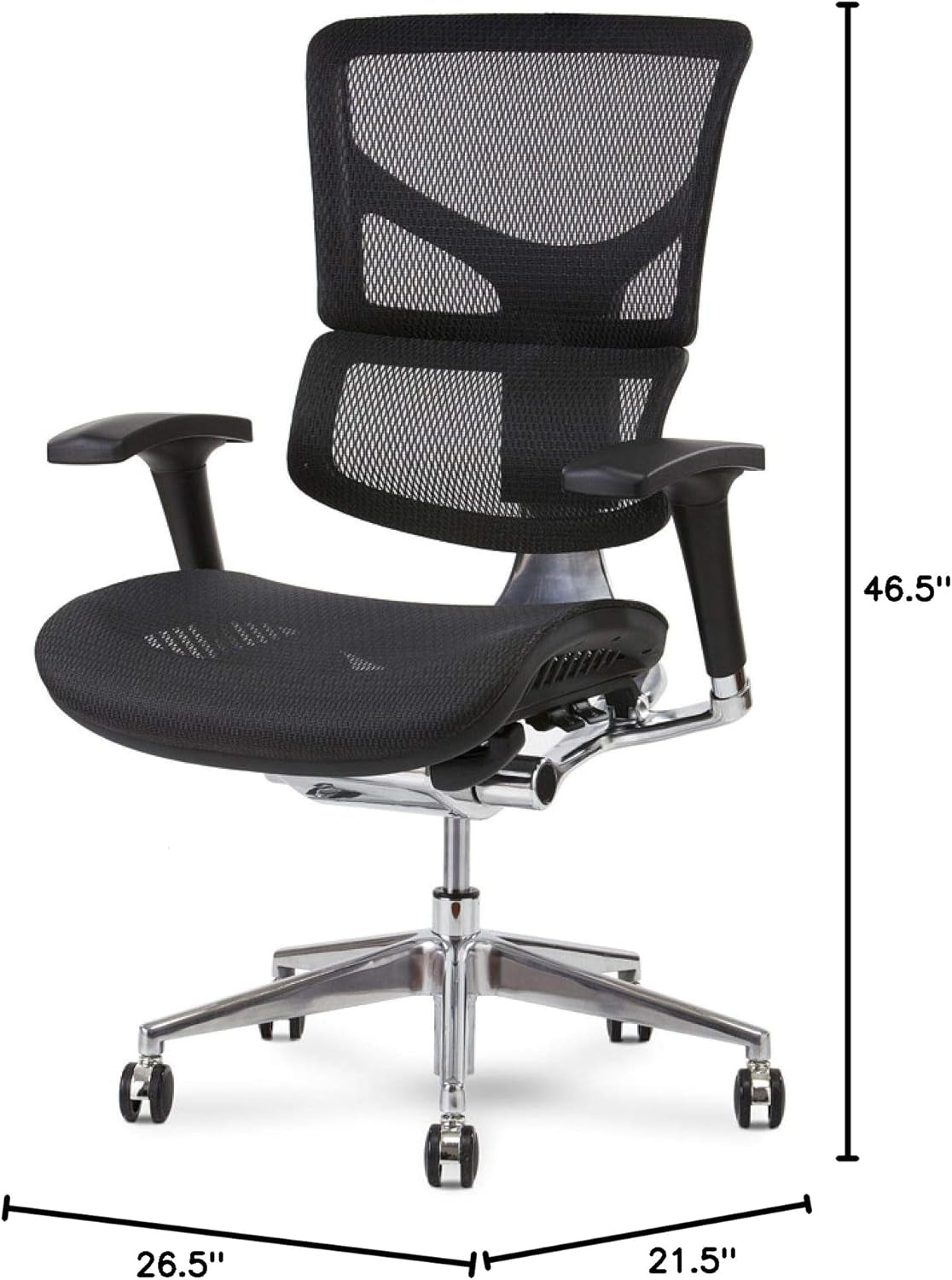 X2 Management Chair, Black K-Sport Mesh with Wide Seat - Ergonomic Office Seat/Dynamic Variable Lumbar Support/Floating Recline/Highly Adjustable/Perfect for Long Work Days