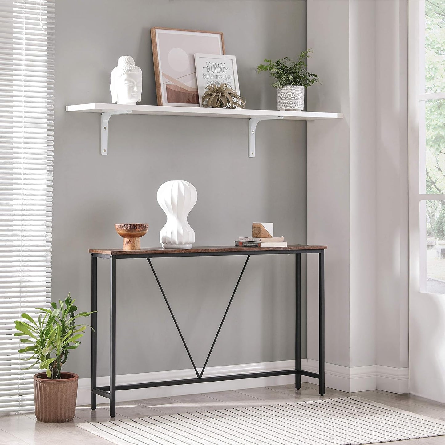 Console Sofa Table, Narrow Entryway Table, for Living Room, Bedroom, Easy Assembly, Charcoal Gray and Ink Black ULNT020B04