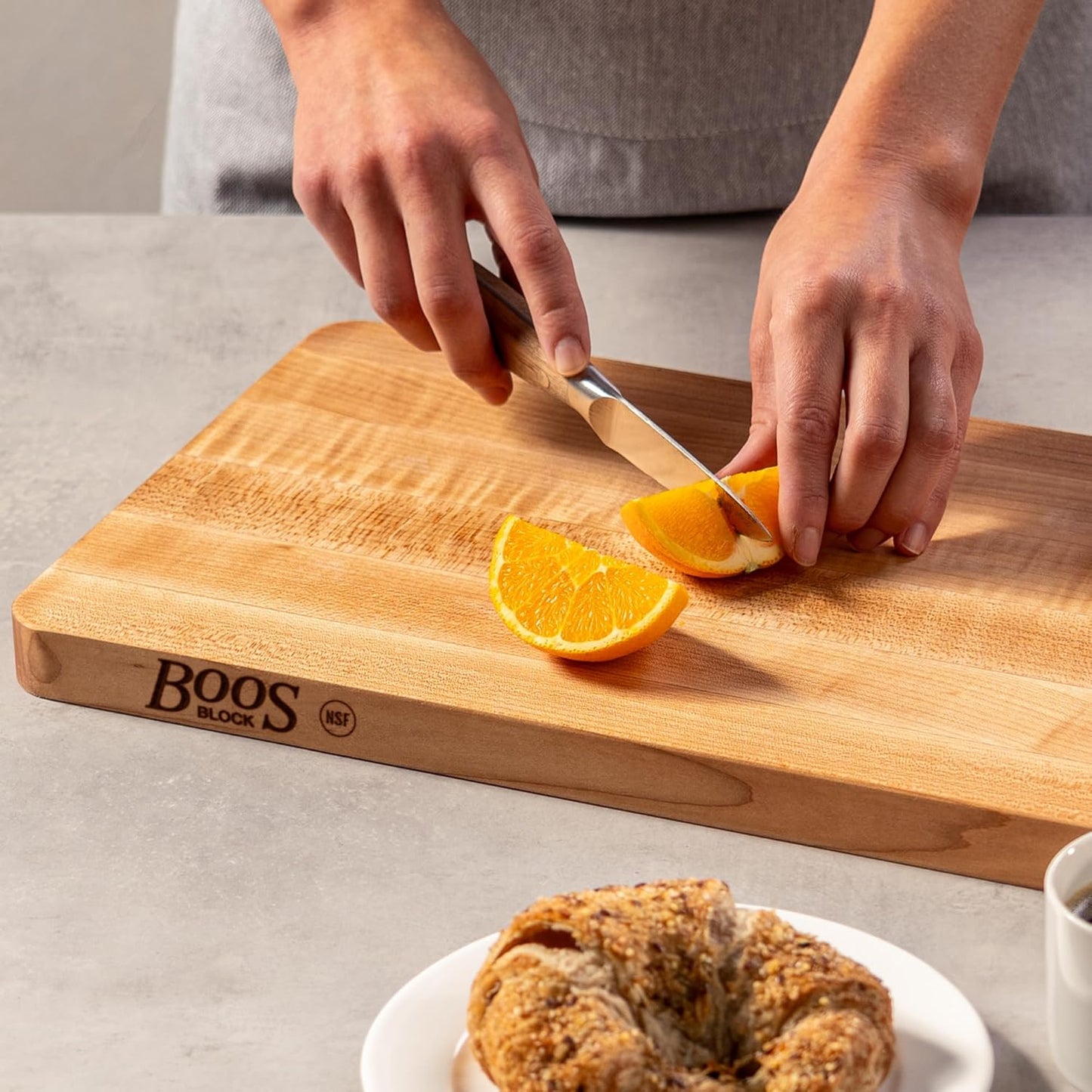 Chop-N-Slice Series Rectangular Wooden Maple Cutting Board 16”X10” – 1” Thick, 4.5-Lb Reversible Butcher Block with Eased Corners, Edge-Grain & Finger Grips – Made in the USA