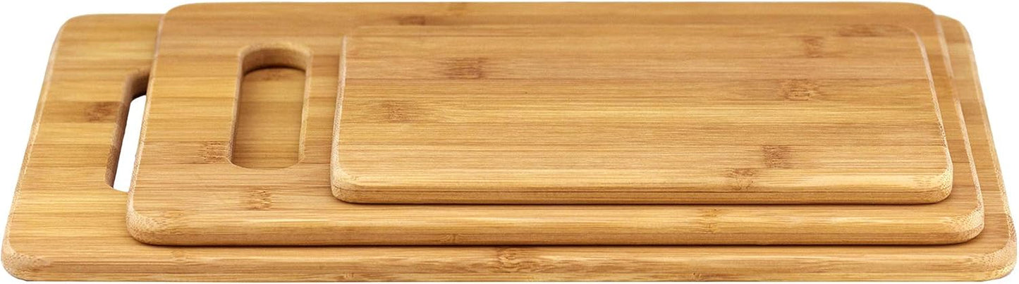 3-Piece Bamboo Cutting Board Set – Reversible Kitchen Boards for Chopping, Cheese & Serving | Durable, Eco-Friendly Wood Cutting Boards