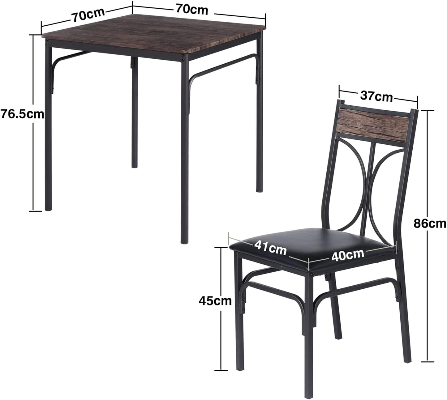 Kitchen Dining Room Table Set with 2 Chairs for Small Space, Apartment,Metal Steel Frame