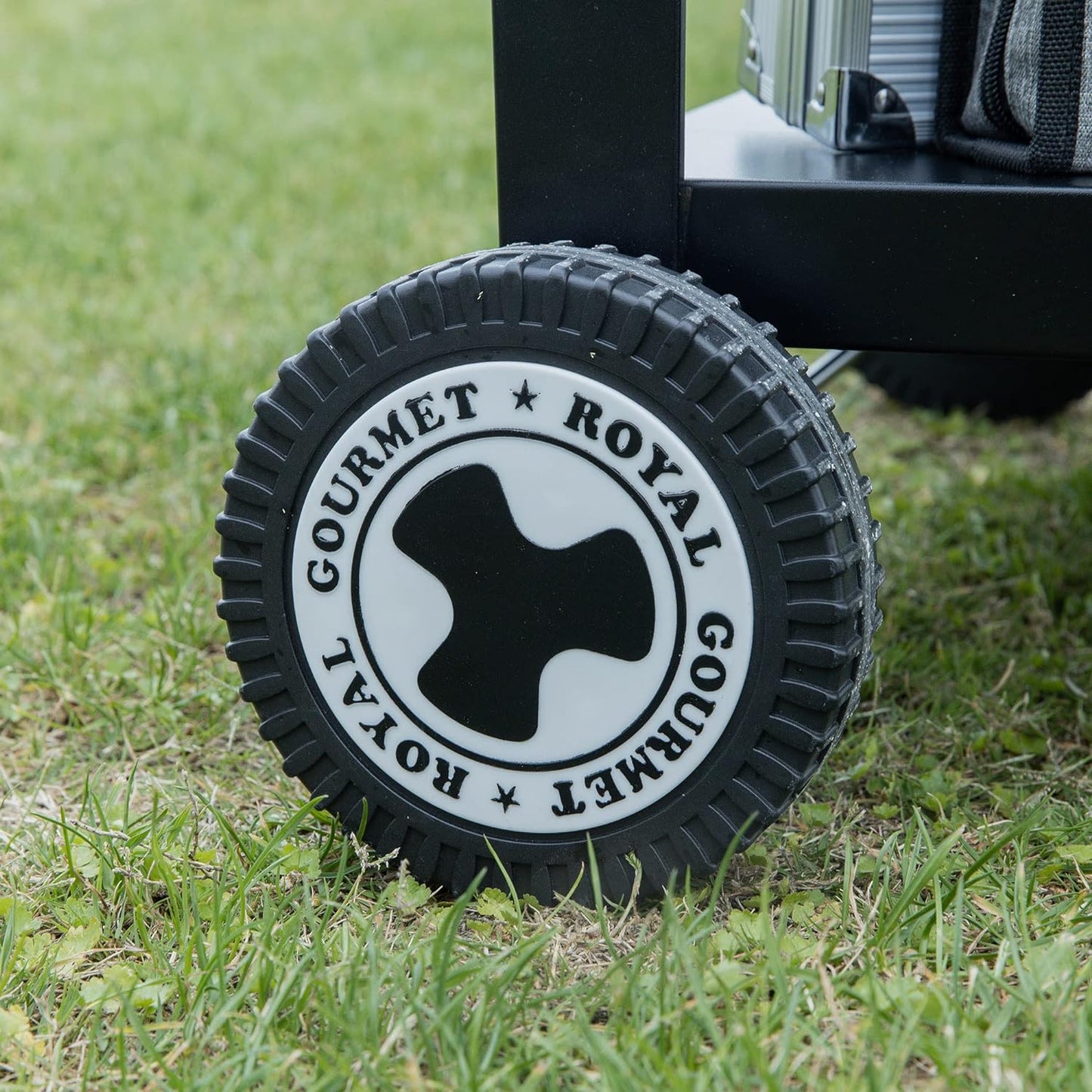 PC3404S Rolling Dining Table with Trash Bag Holder, Outdoor Garden Patio BBQ Kitchen Food Prep Table Cart, 34"L X 20"W Stainless Steel Tabletop, Silver & Black