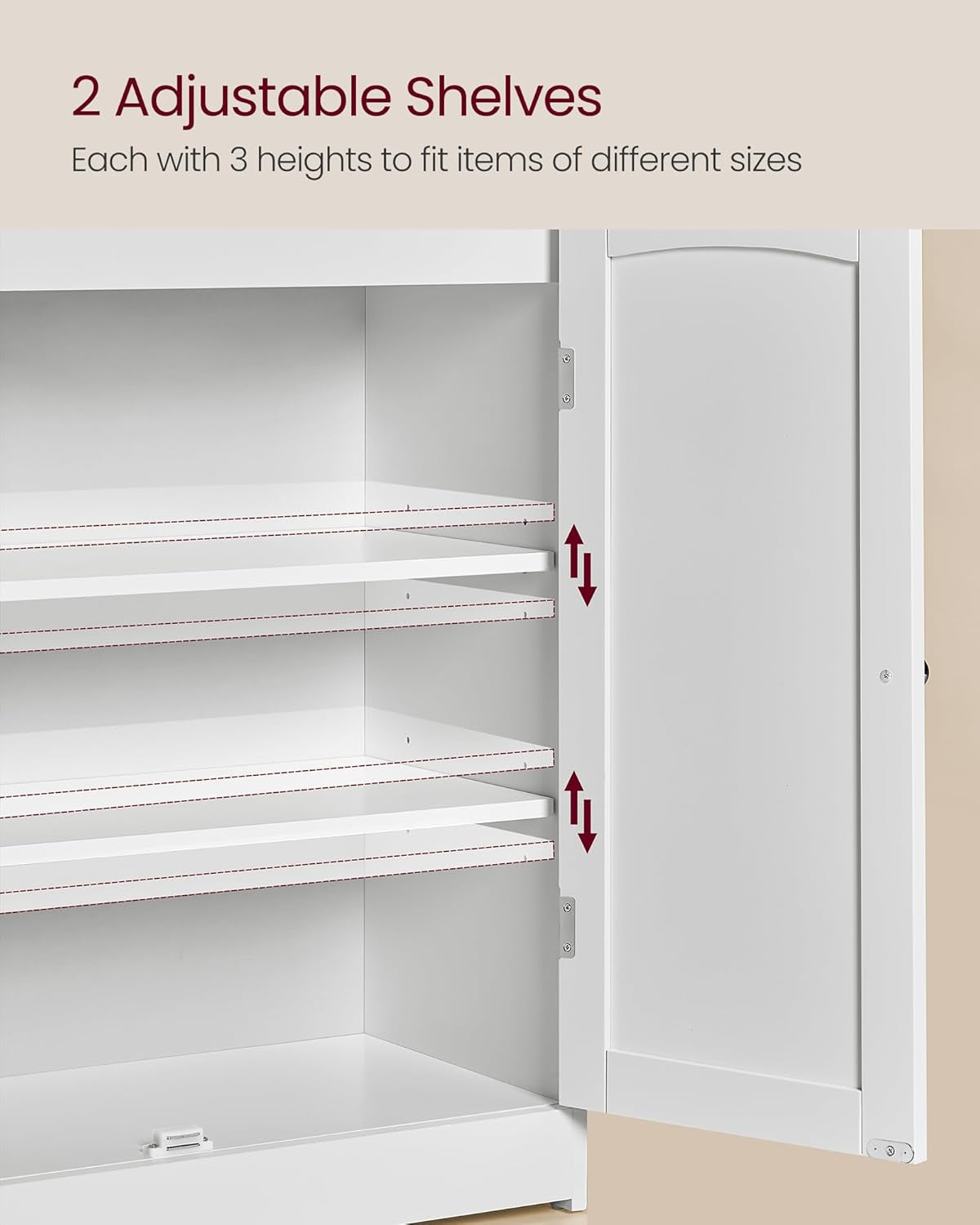 Bathroom Storage Cabinet, Bathroom Floor Cabinet with 2 Doors, 2 Adjustable Shelves, 11.8 X 23.6 X 39.4 Inches, Freestanding, for Dining Room, Kitchen, Living Room, Cloud White UBBC770W01