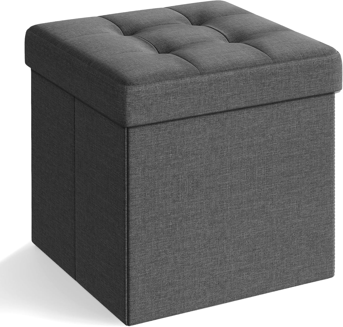 MAZIE Collection - 43 Inches Folding Storage Ottoman Bench, Ottoman Foot Rest, End of Bed Bench, Storage Chest, Load 660 Lb, for Living Room, Bedroom, Entryway, Dark Gray ULSF77K