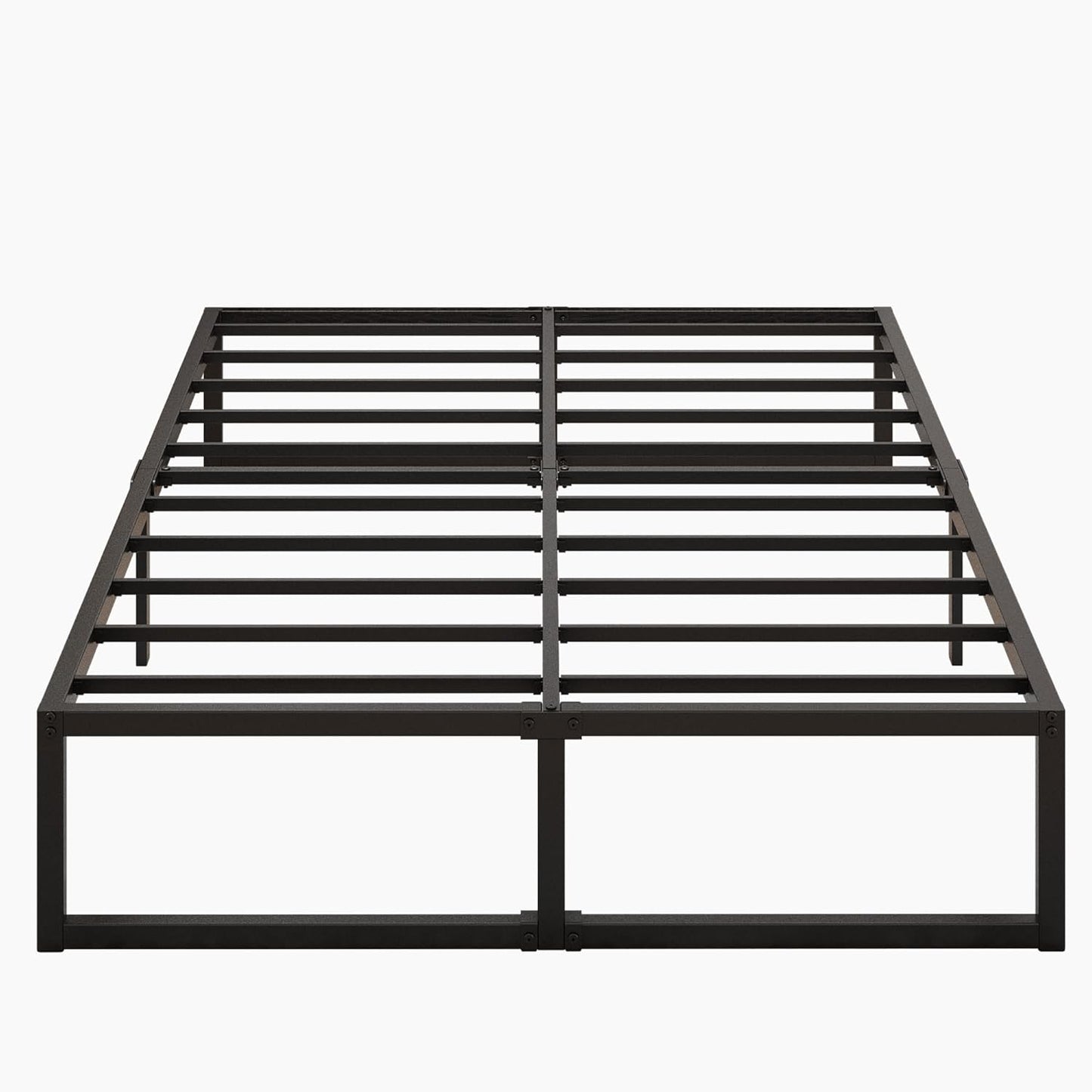 14 Inch Queen Bed Frame Heavy Duty Steel Slat Support Metal Platform Bed Frame Queen Size No Box Spring Needed, Easy Assembly, Black