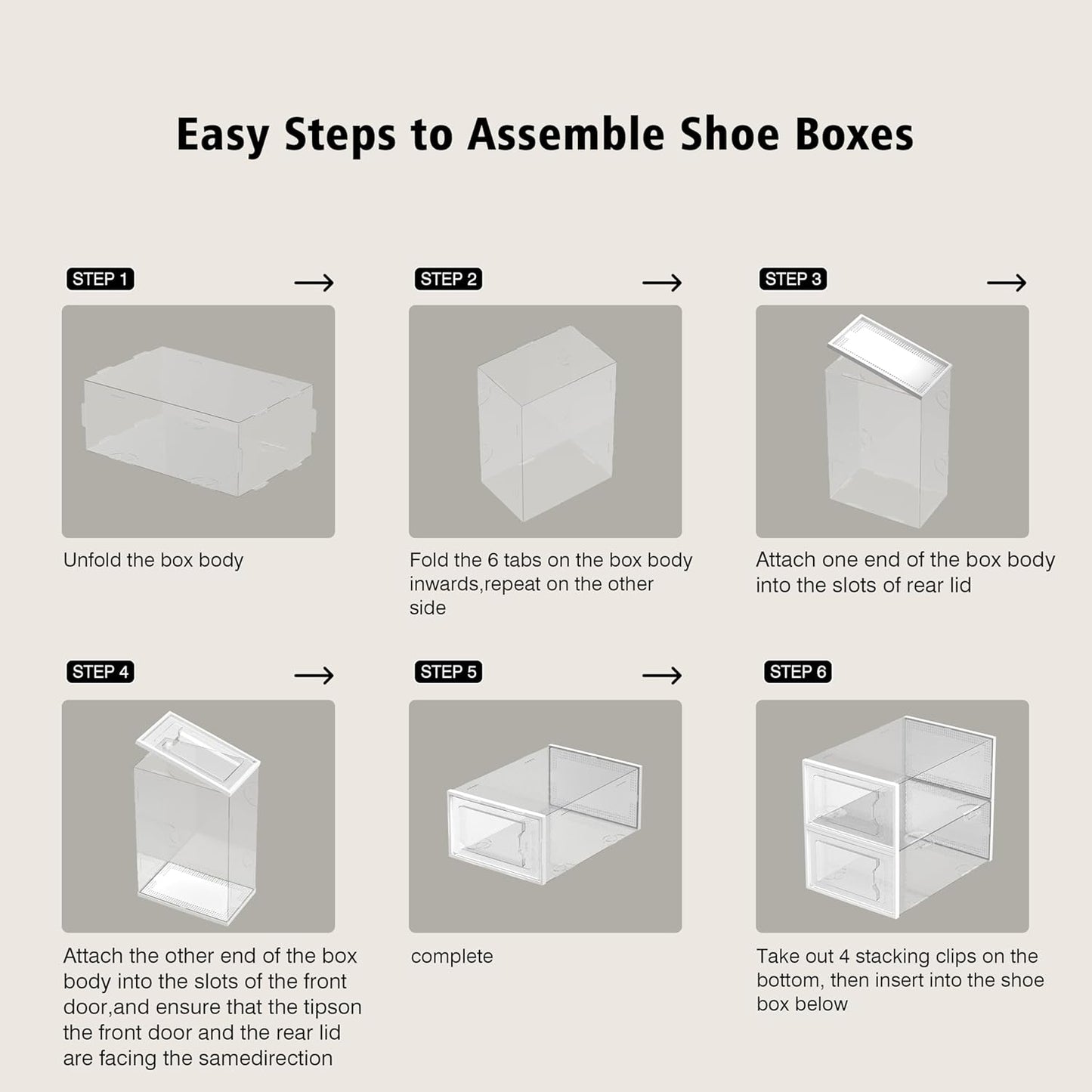 12 Pack Shoe Storage Box, Clear Plastic Stackable Shoe Organizer for Closet, Space Saving Foldable Shoe Rack Sneaker Container Bin Holder