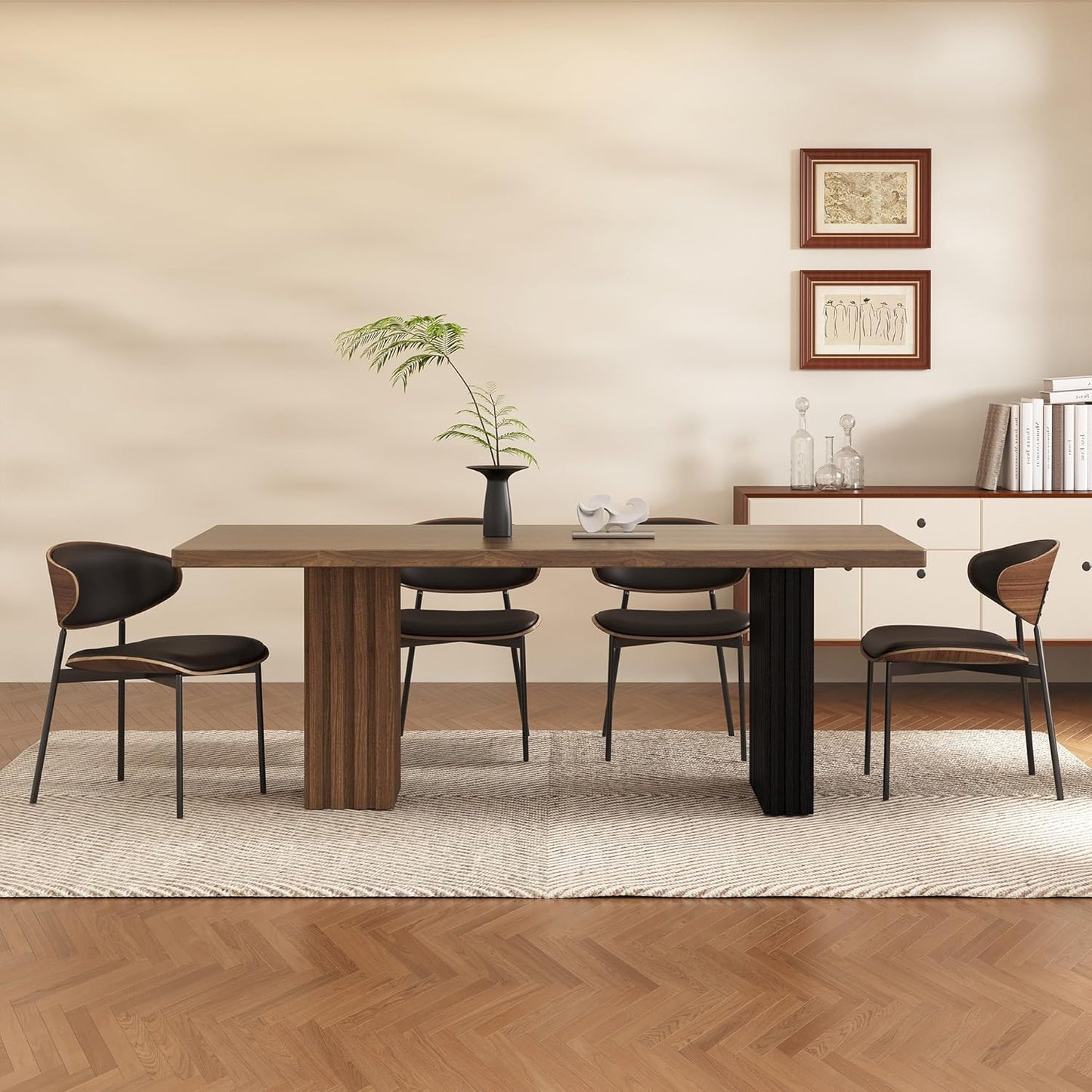 Mid-Century Modern 70.8" Dining Table, Versatile for Kitchen, Home Office, Living Room, Breakfast Nook, Outdoor Patio & Gaming, Ideal Dining Room & Work Desk, Walnut