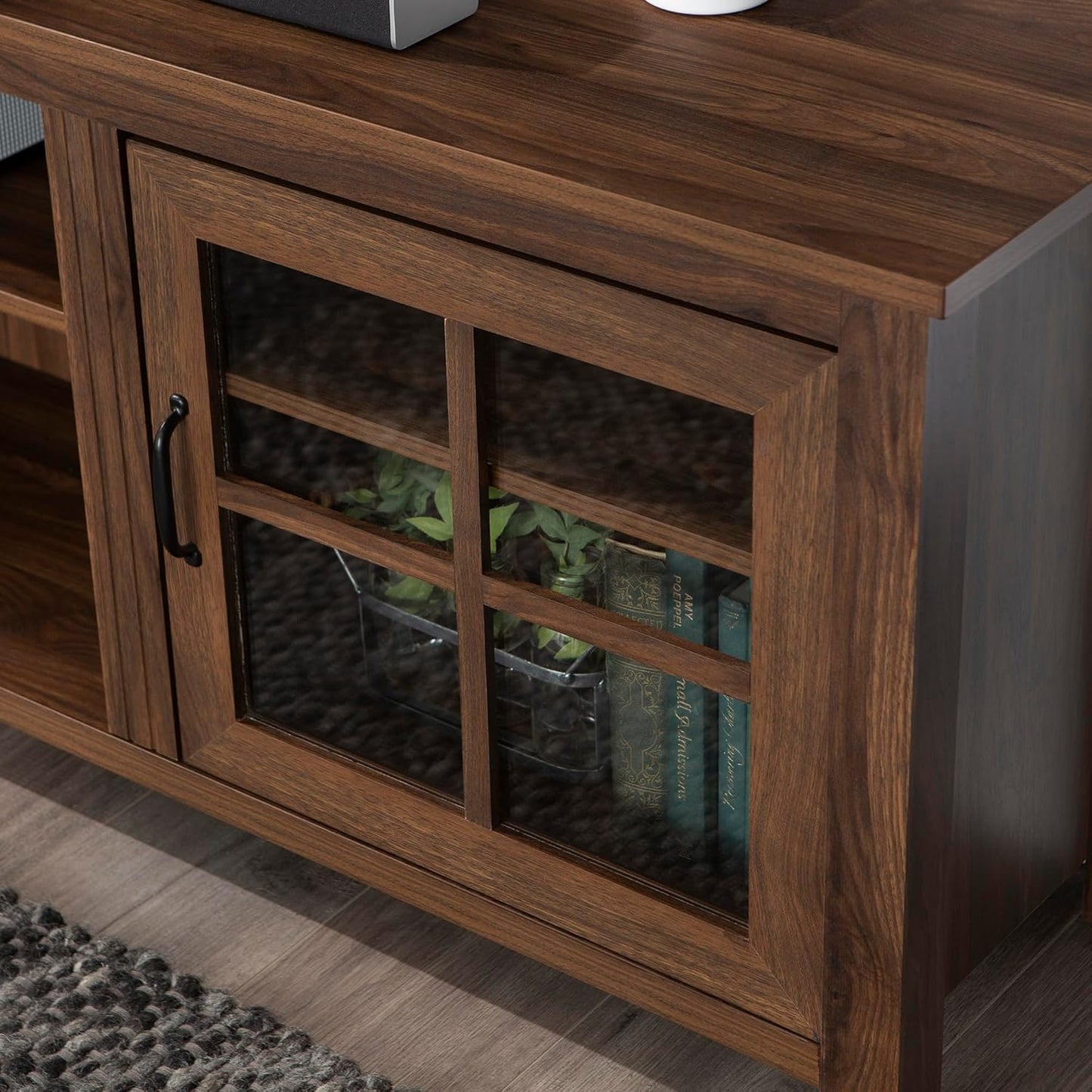 Portsmouth Classic 2 Glass Door TV Stand for Tvs up to 80 Inches, 70 Inch, Dark Walnut