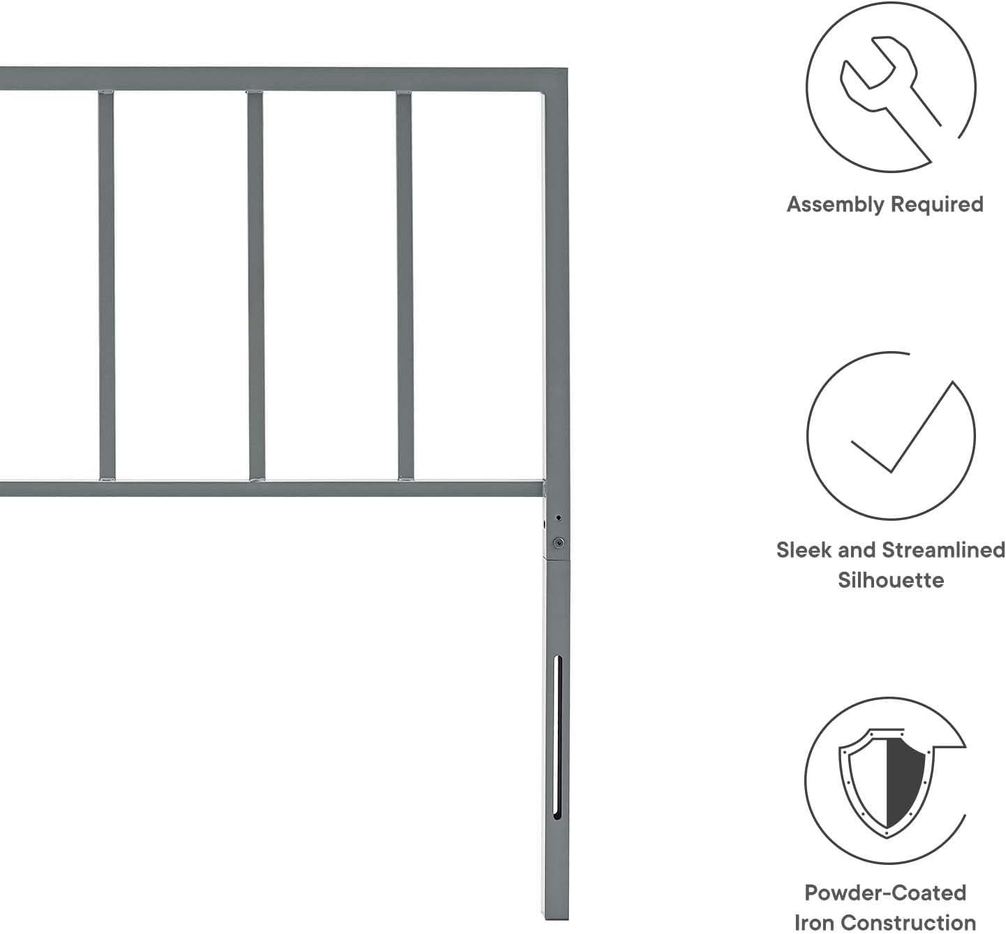 Tatum Modern Farmhouse Metal Queen Headboard in Black
