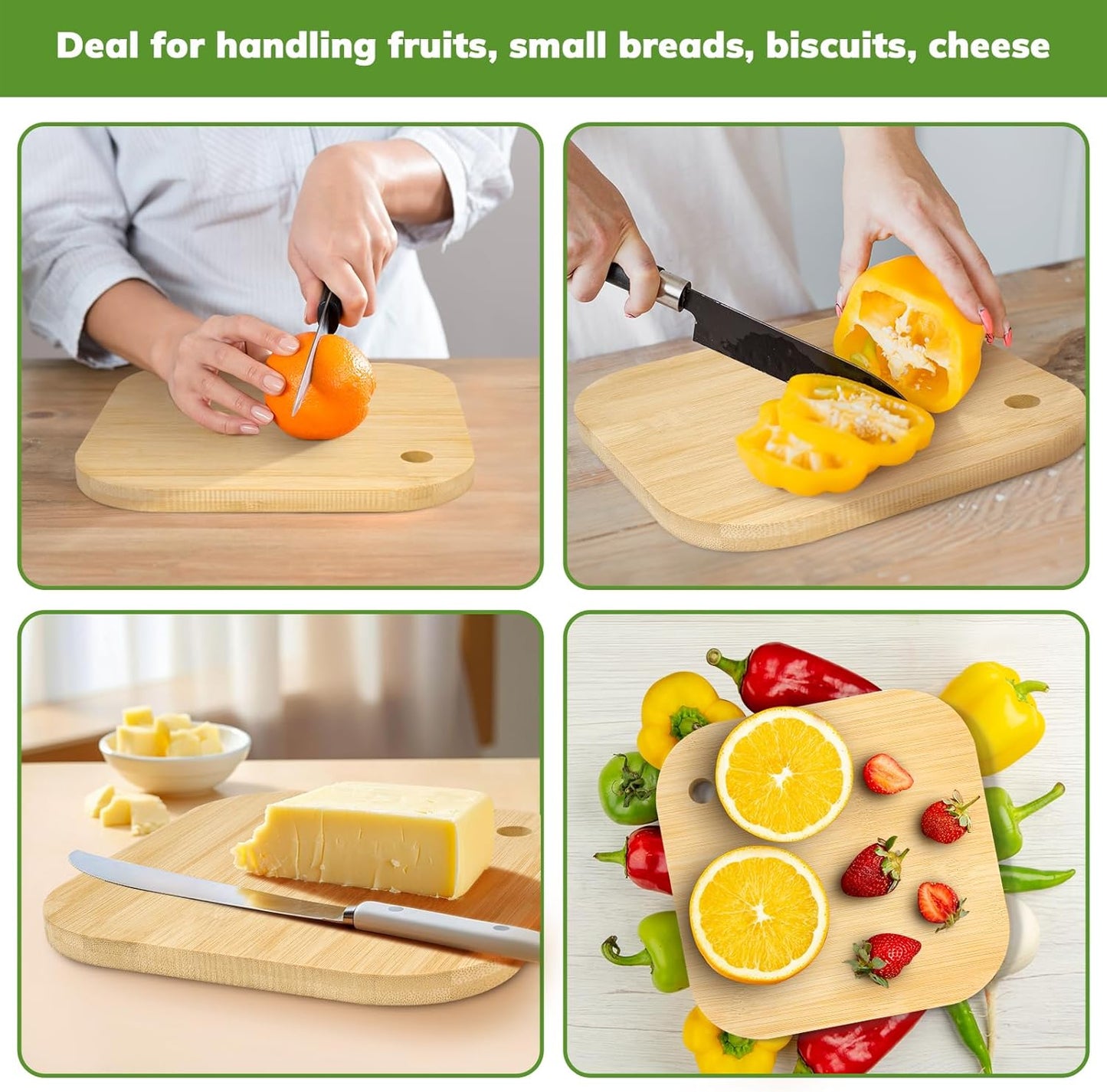Small Bamboo Wood Cutting Board 8"Mini Lightweight Wooden Chopping Boards for Fruit, Vegetable, Camping Trip.