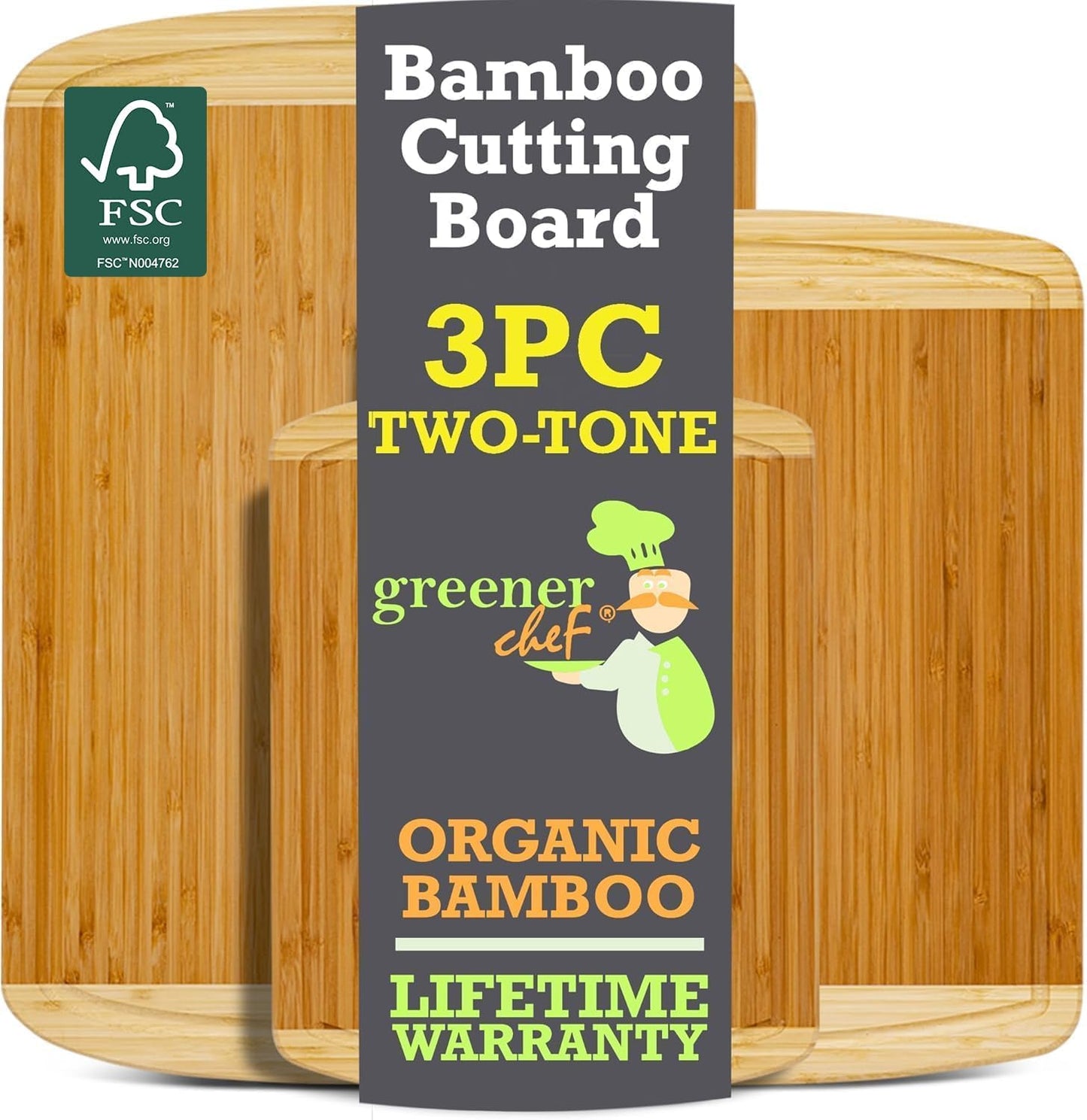 Extra Large Bamboo Cutting Board Set – Wood Cutting Boards for Kitchen, Non Toxic Cutting Board Set for Chopping, Slicing, Carving, Charcuterie – Ideal for Home Cooks, Entertaining, Family Meals