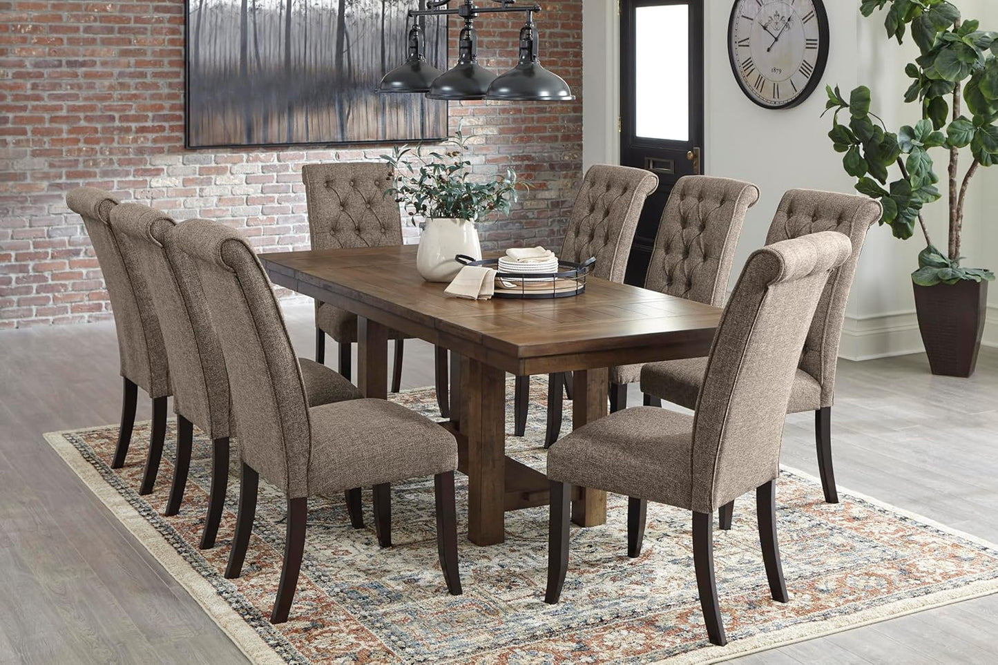 Moriville Farmhouse 36” X 30” Dining Extension Table, Seats up to 8, Brown