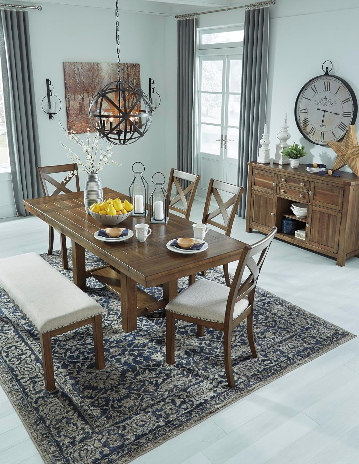 Moriville Farmhouse 36” X 30” Dining Extension Table, Seats up to 8, Brown