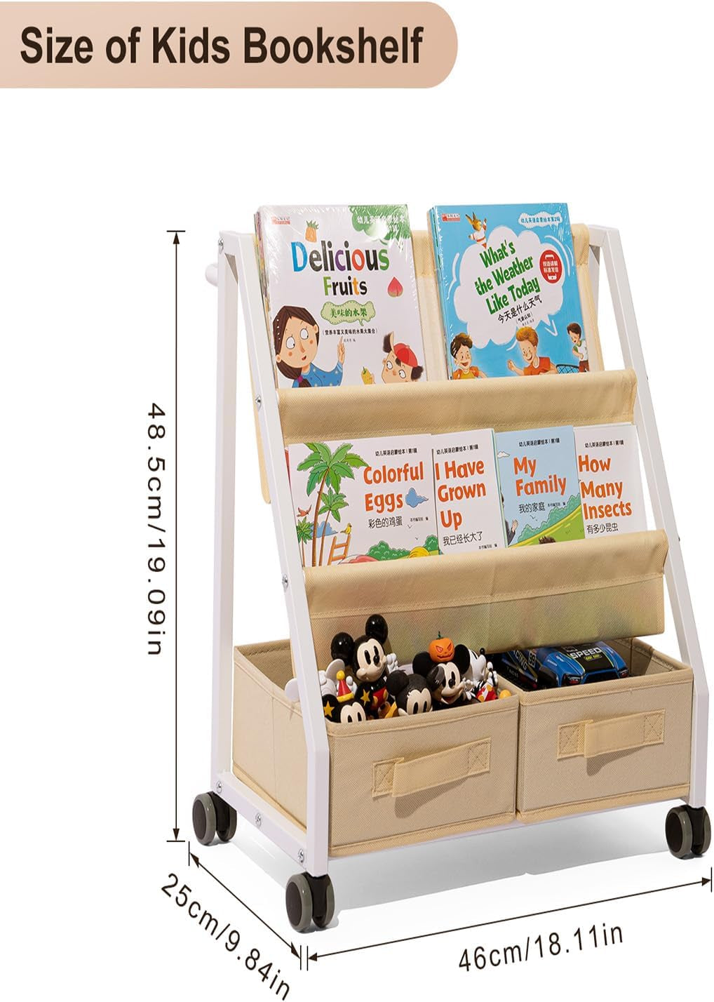 Kids Bookshelf Toy Storage - Children'S Book Shelf for Kids Rooms, Toddler Bookshelf Baby Bookcase for Nursery, Montessori Toy Organizer