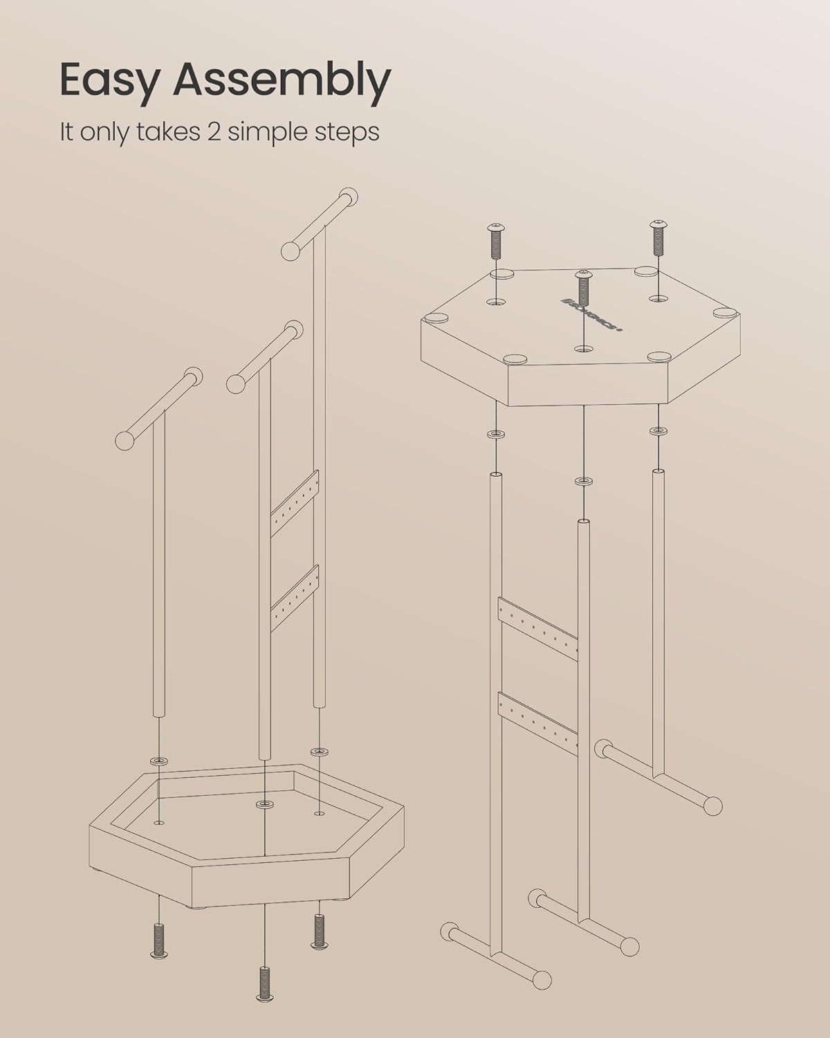 Dove gray 3 tier jewelry display stand with tray, view 7