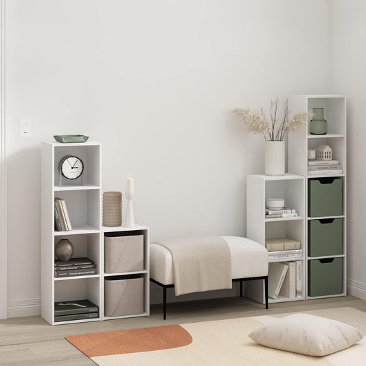 PASIR Book Shelf, 5-Tier Modern Bookshelf, Open Shelves Bookcase, 9 X 12 X 52, for Living Room, Bedroom, Home Office, Plain White