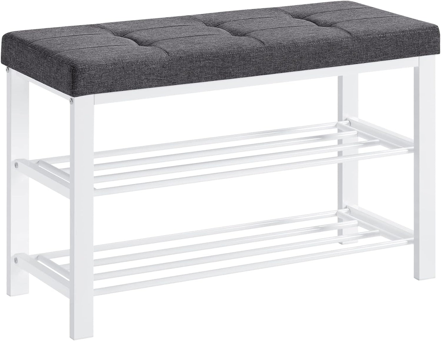 Shoe Bench, Storage Bench, Entryway Bench with Cushion, Shoe Shelf with Seat, Space-Saving, Modern Style, for Living Room, Bedroom, Hallway, Dark Gray and Ink Black ULBS579B33