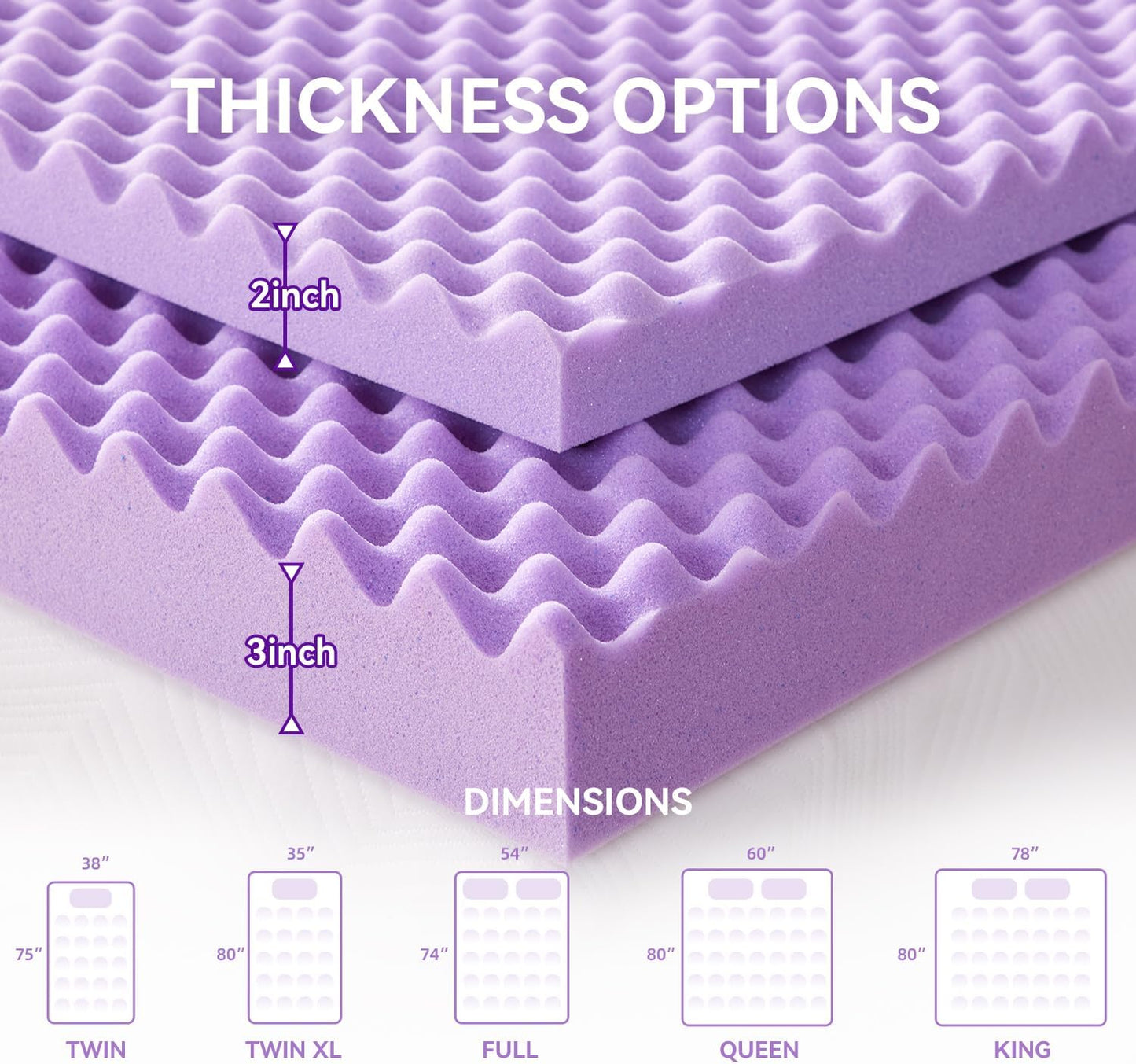 2 Inch Egg Crate Memory Foam Mattress Topper Twin Size, Soft Mattress Pad for Back Pain Relief, Bed Topper, Certipur-Us Certified