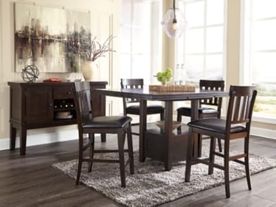 Haddigan Traditional Rectangular 36" Counter Height Dining Extension Table, Dark Brown